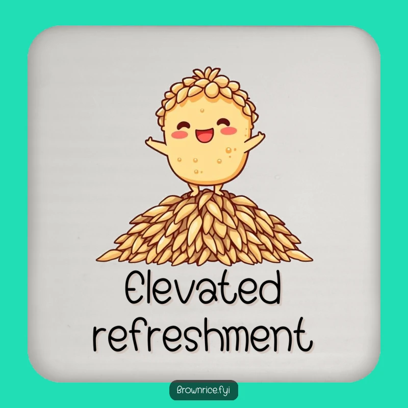 Funny Balancing Rice Brown Coaster - Protect Surfaces with Style!