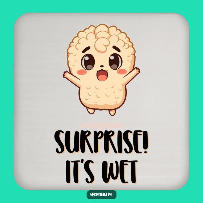 Funny Surprise Jump Brown Rice Coaster - Protect Surfaces with Humor!