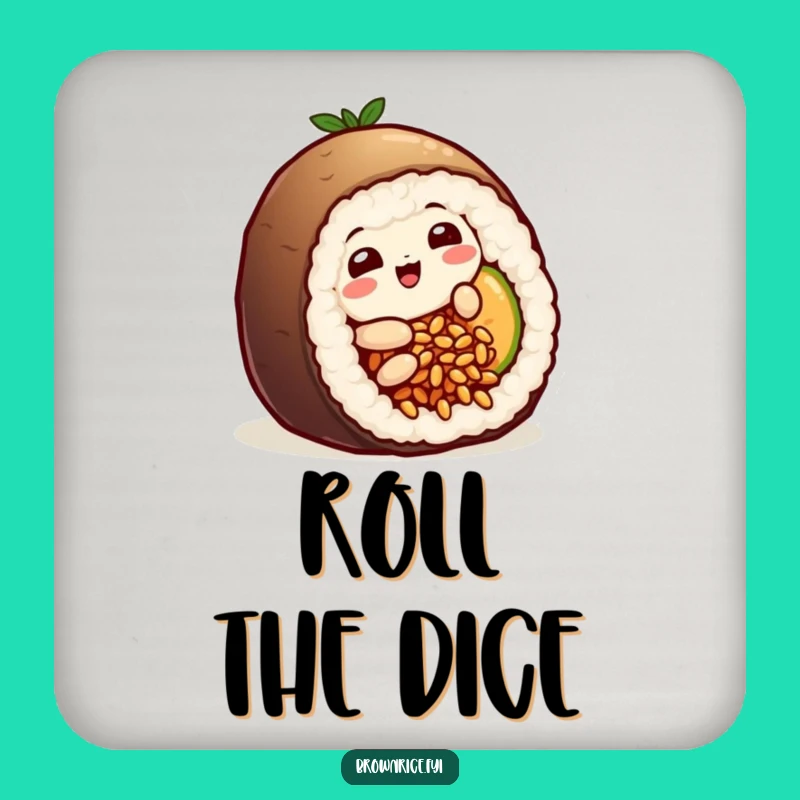 Funny Sushi Rice Grain Coaster: Playful Character's Slippery Surface Saver