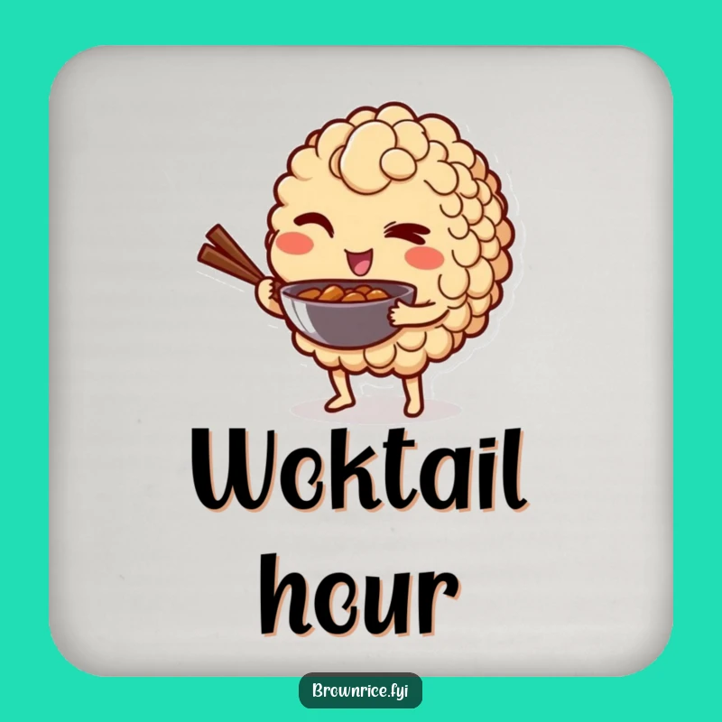 Funny Winking Rice Coaster - Playful Wok Drink Art