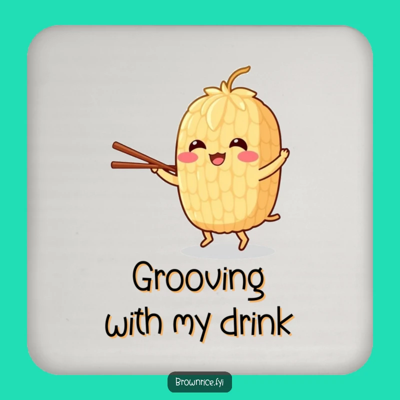 Funny Brown Rice Dance Drink Coaster: Surfaces Protected with a Dancing Grain!
