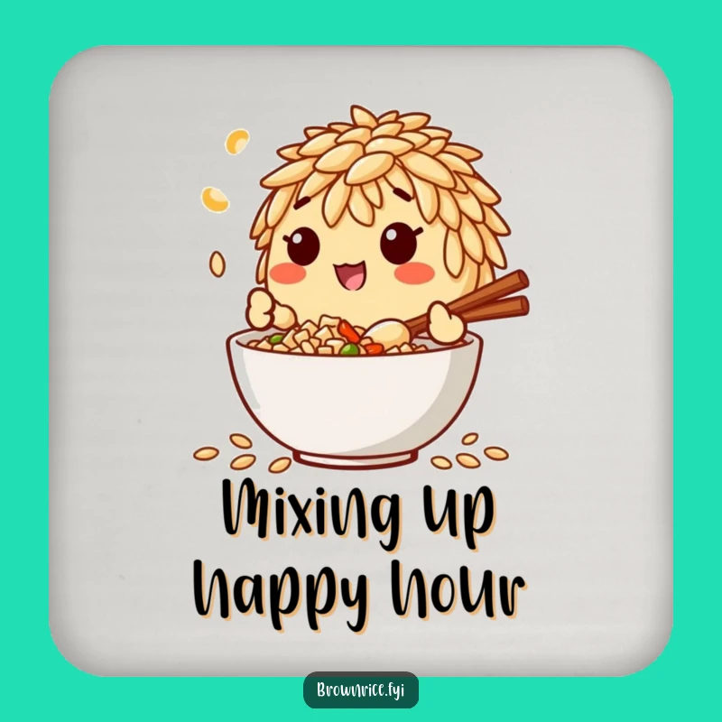 Funny Brown Rice Mixing Coaster: Chef Character Decor, Thoughtful Funny Gift