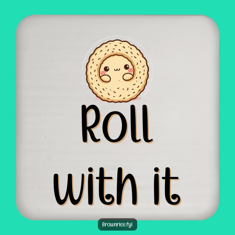Funny Rolled Brown Rice Coaster: Protect surfaces playfully, great funny gift!