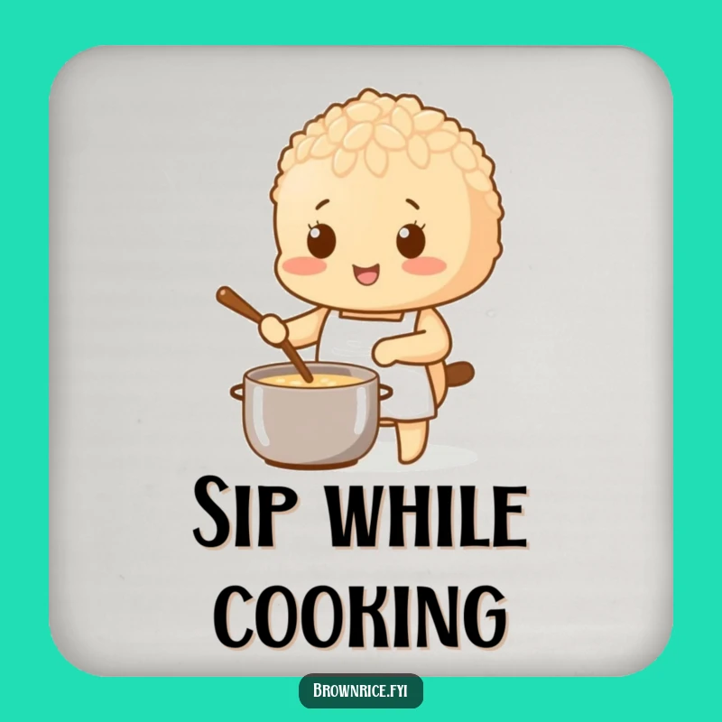 Funny Brown Rice Chef Coaster: Protect Your Table