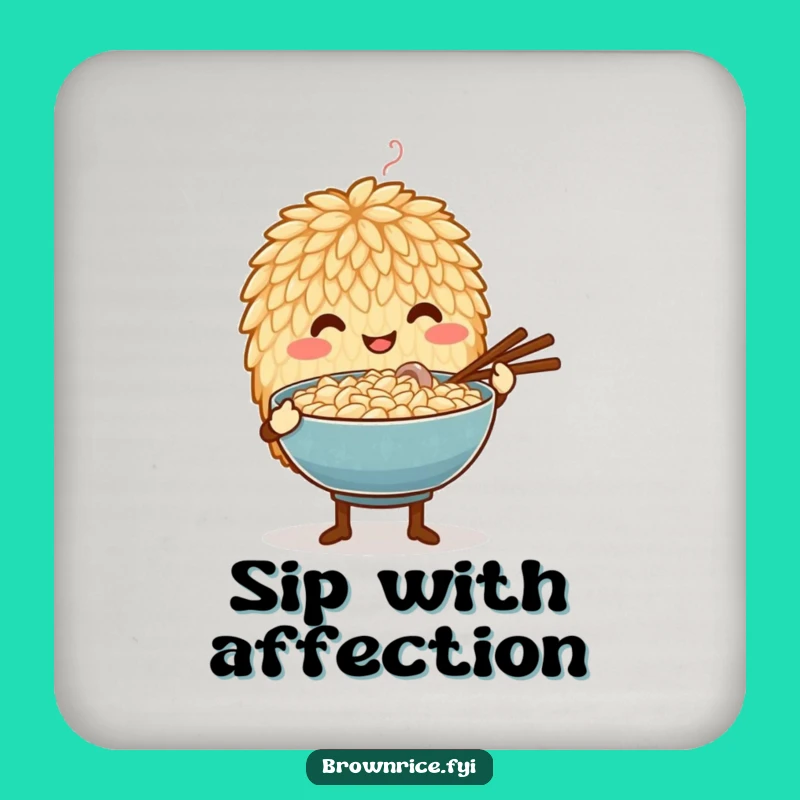 Funny Caring Rice Grain Coaster: Protect Surfaces with Kindness