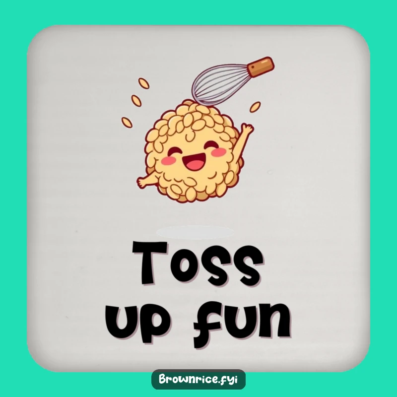 Funny Brown Rice Whisk Toss Coaster: Protect tables with laughs, great funny gift!