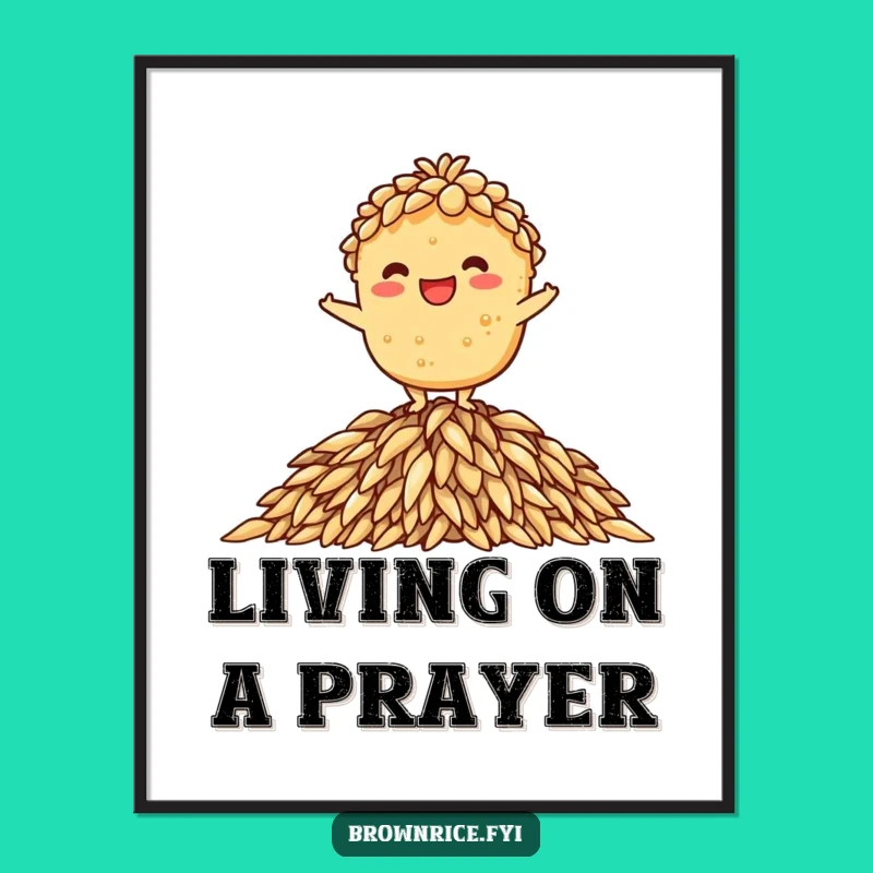 Funny Balancing Rice Brown Poster - Masterful Wall Art Gift!