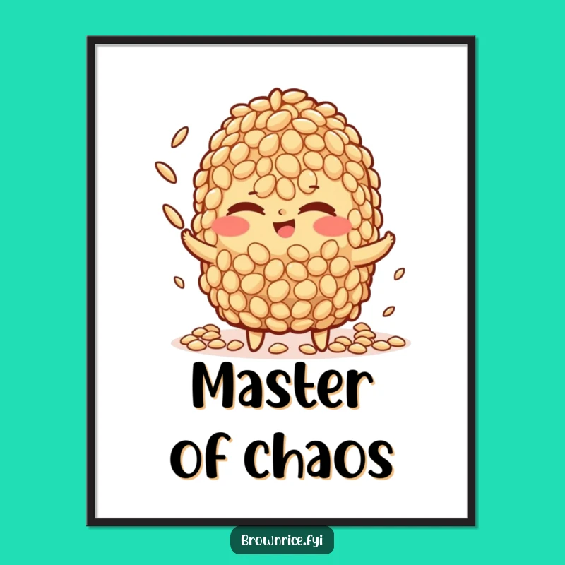 Funny Brown Rice Juggling Poster: Winking Character Art, Hilarious Wall Decor Gift