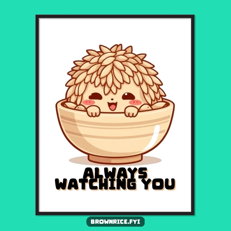 Funny Brown Rice Mischief Poster: Playful Grain Art for a Cheeky Space!