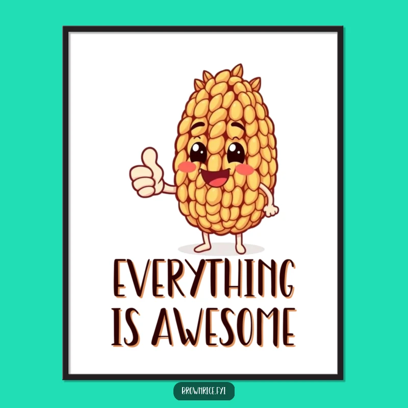 Funny Brown Rice Thumbs Up Poster: Positive Character Art, Great Funny Gift
