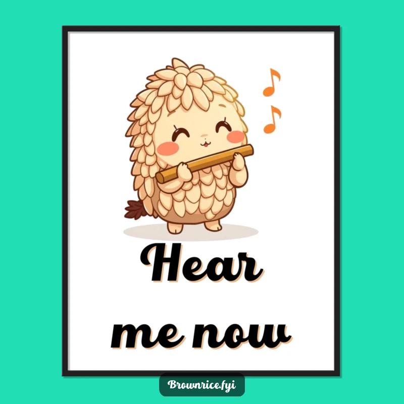 Funny Brown Rice Flute Melody Poster - Vibrant Musical Art Gift