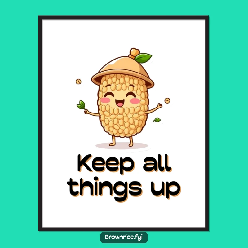 Funny Brown Rice Juggling Hat Poster: Whimsical Character Art