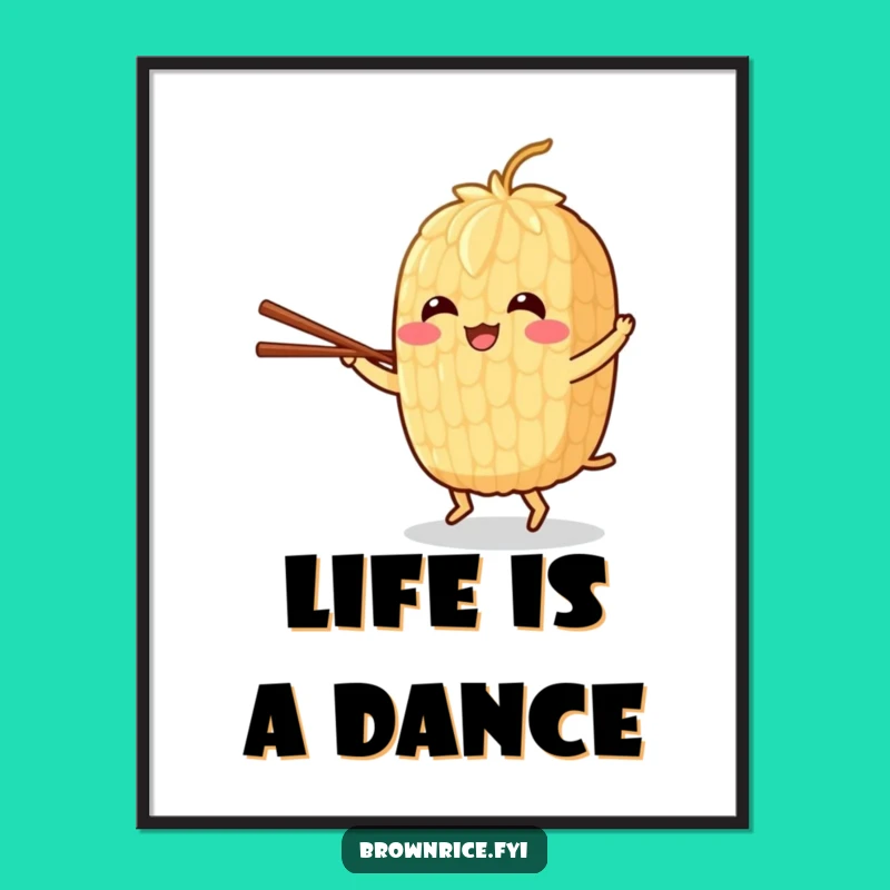 Funny Brown Rice Dance Poster: Cheerful Grain Art for a Lively Space!