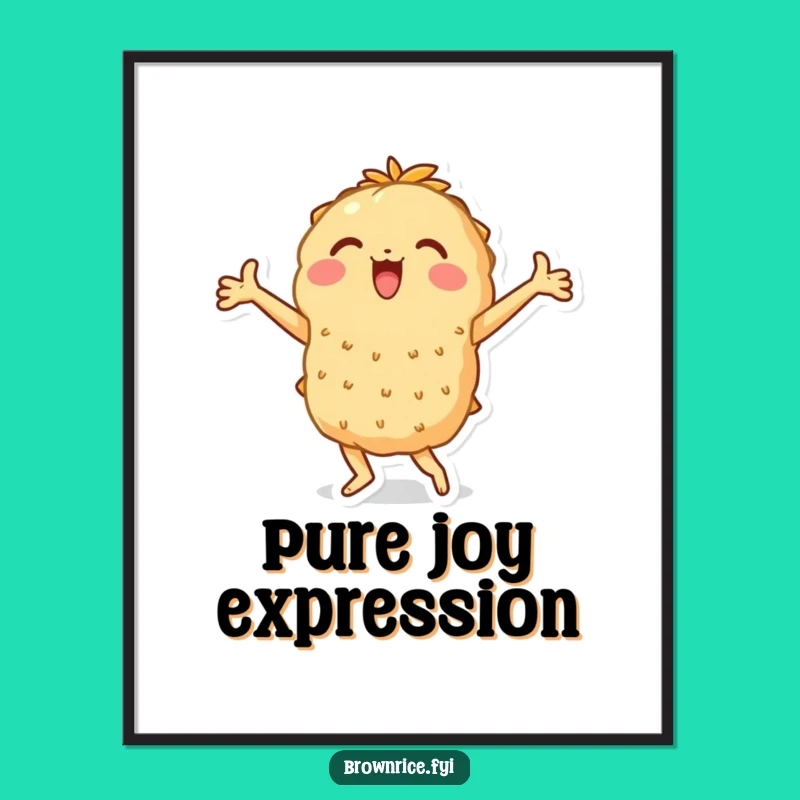 Funny Dancing Rice Brown Poster - Celebrate Wall Art Gift!