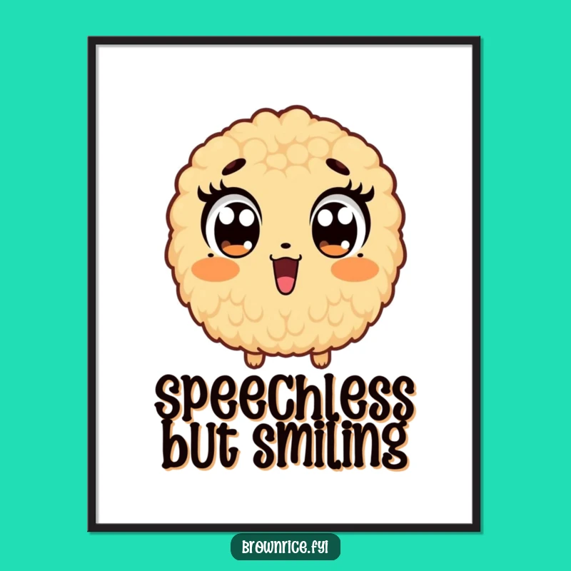 Funny Brown Rice Surprise Poster: Wide-Eyed Grain Art for Shocking Decor!