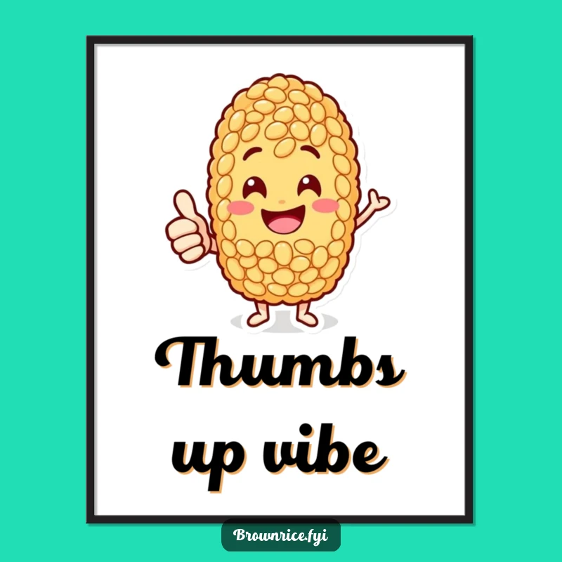 Funny Jolly Rice Grain Poster: Thumbs-Up Character's Positive Art