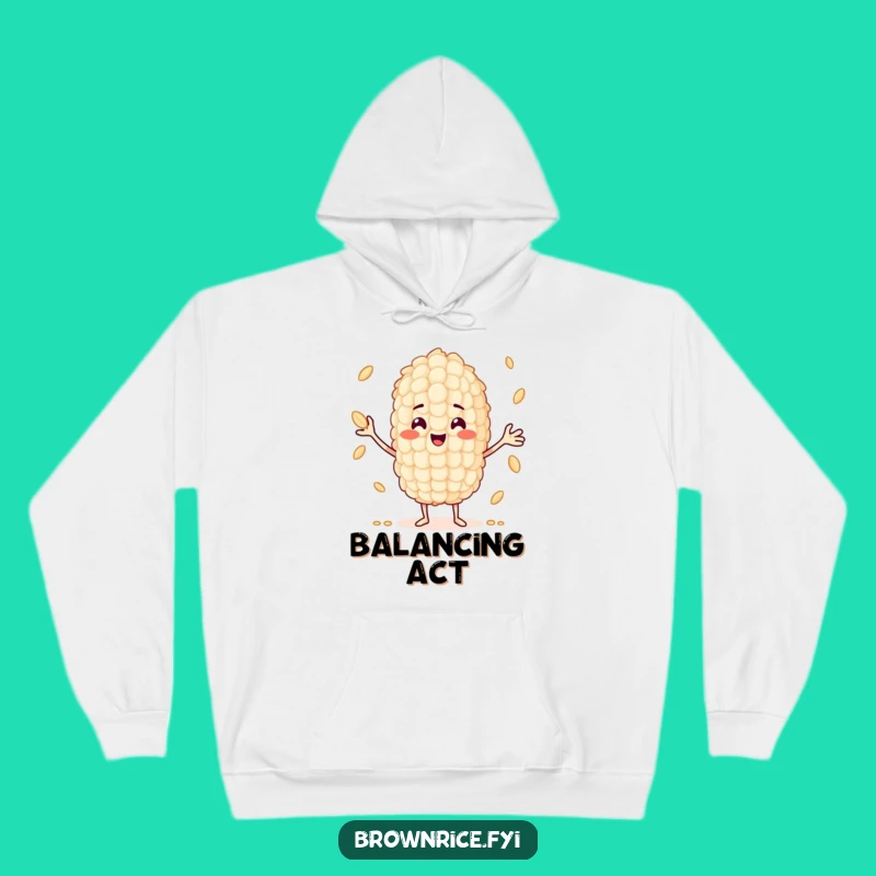 Cozy Funny Rice Juggling Hoodie: Warm Up with Hilarious Character Style