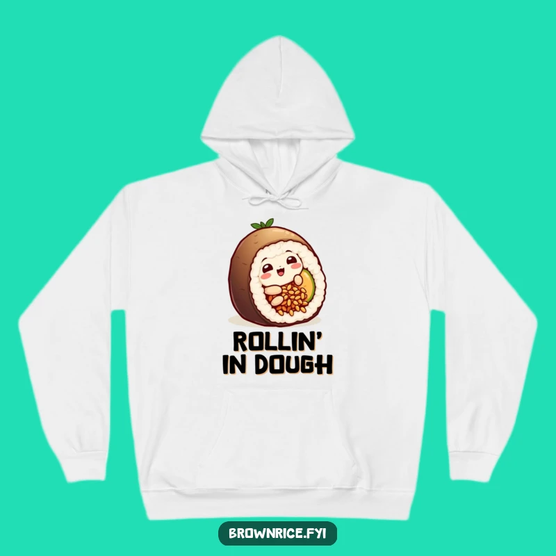 Cozy Funny Sushi Rice Grain Hoodie: Playful Character's Warm Roll