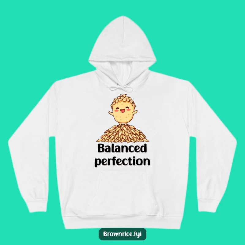 Funny Balancing Rice Brown Hoodie - Cozy Confidence for Chilly Days!