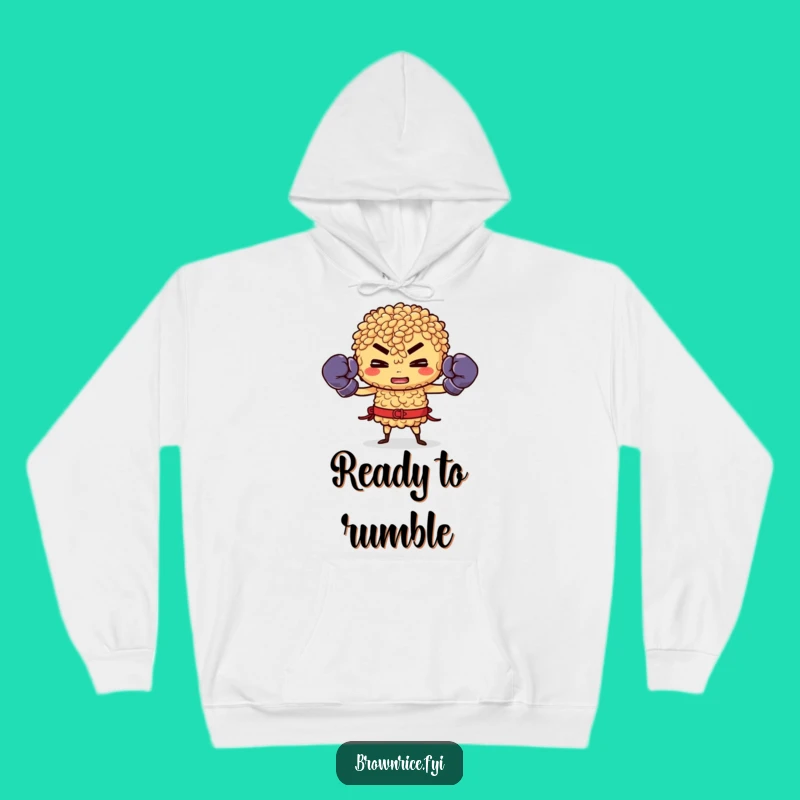 Funny Brown Rice Boxer Hoodie: Warm Up Your Fight with Humorous Style