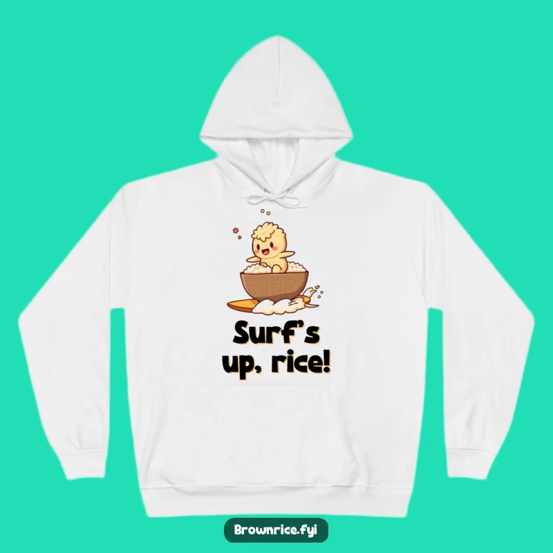 Cozy Funny Rice Surfer Brown Rice Character Hoodie: Warmth and Waves of Laughter!