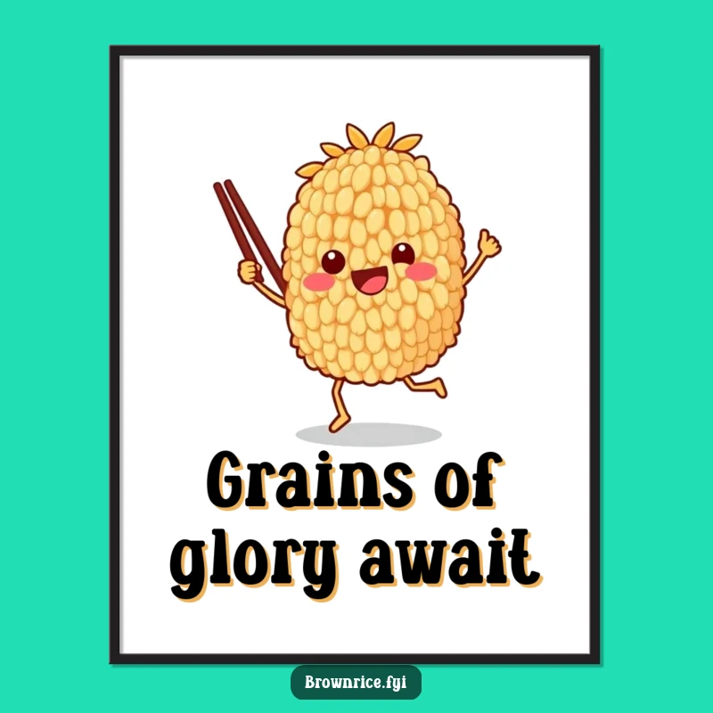 Free Printable Wall Art - Funny Dancing Rice Grain Character Downloadable Humorous Decor