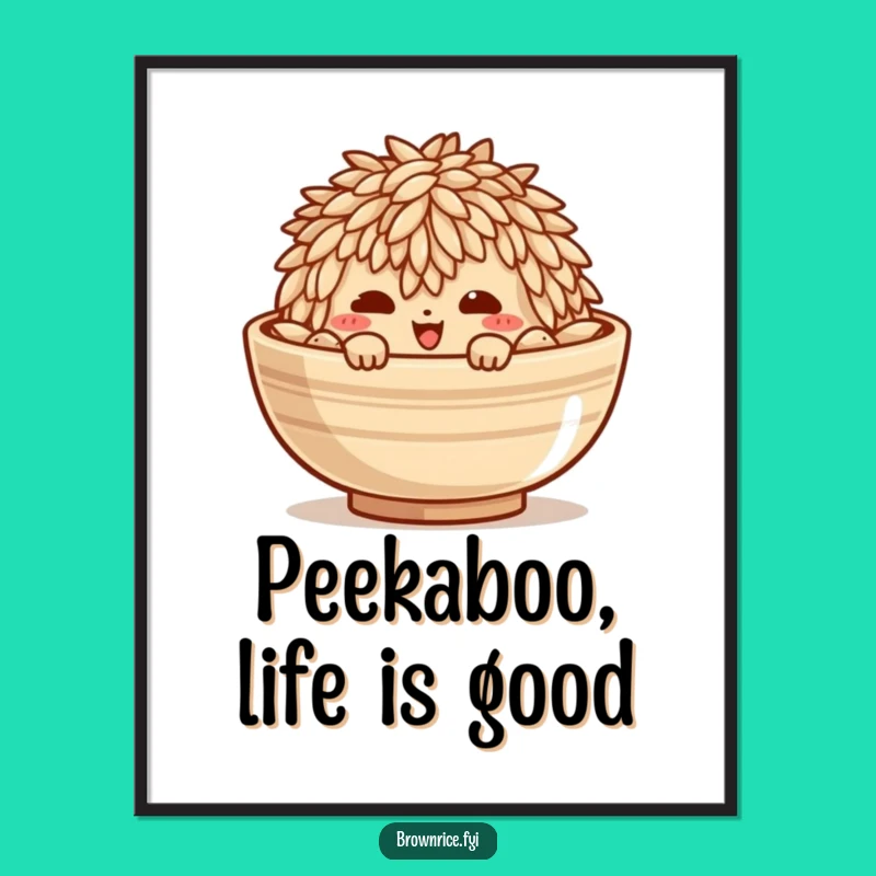 Free Printable Wall Art: Mischievous Rice Peek - Funny Downloadable Art