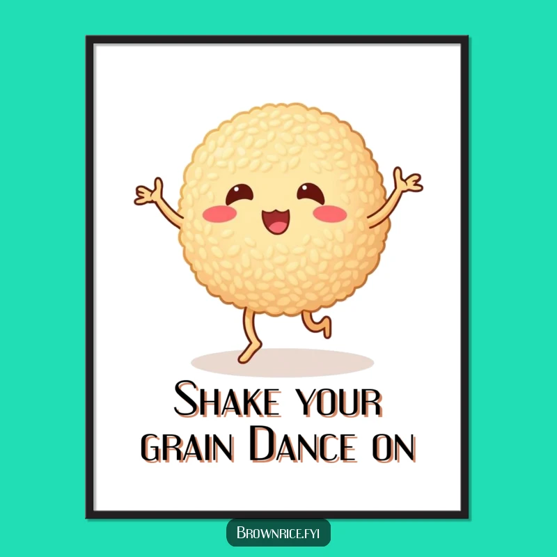 Free Printable Wall Art: Silly Dancing Rice Ball, Humorous Downloadable Decor for Playful Rooms