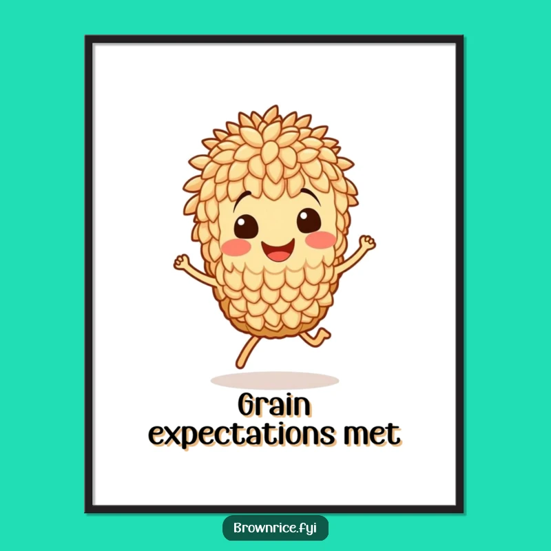 Free Printable Wall Art: Smiling Rice Grain Hop - Funny Downloadable Art