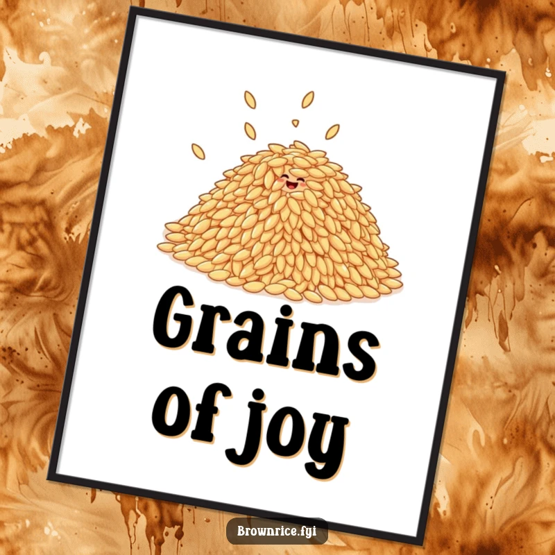 Funny Free Printable Wall Art: A pile of brown rice grains caught mid-giggle, bouncing together with contagious, lighthearted fun.