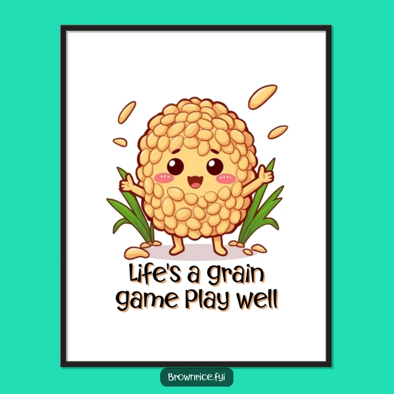 Free Printable Wall Art: Funny Brown Rice Juggler Downloadable Art for Your Kitchen