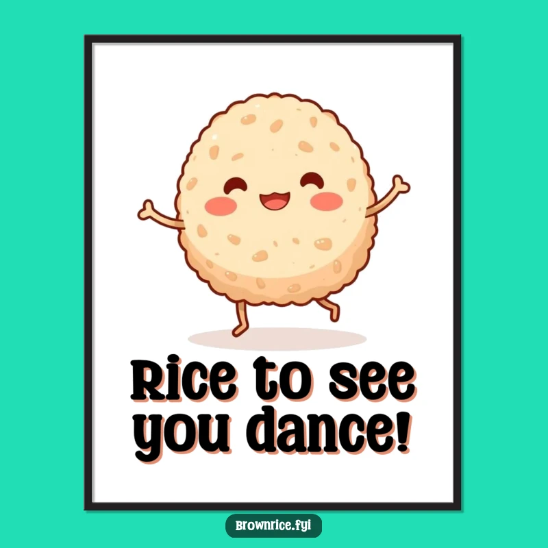 Free Printable Wall Art: Funny Dancing Rice Ball, Quirky Downloadable Decor