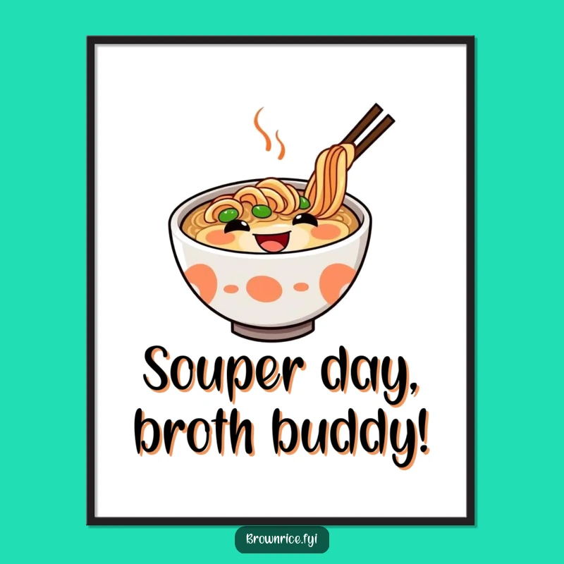 Free Printable Ramen Wall Art: Funny Grinning Bowl Download for Kitchen Decor