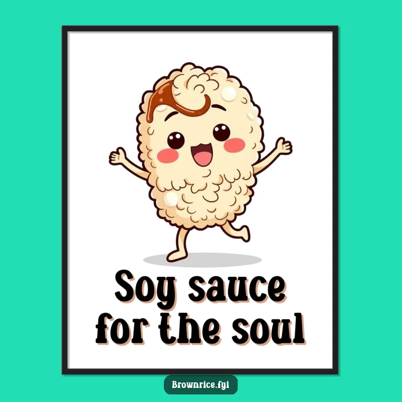 Funny Free Printable Wall Art: Dancing Rice Character, Whimsical Decor