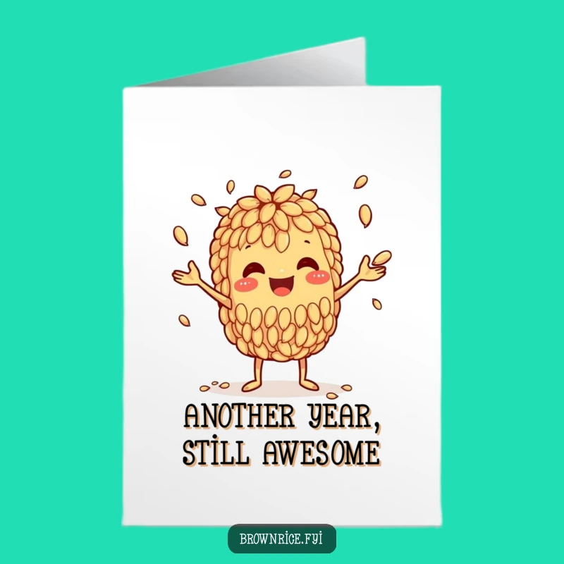 Free Printable Birthday Card: Juggling Rice - Funny Downloadable Gift