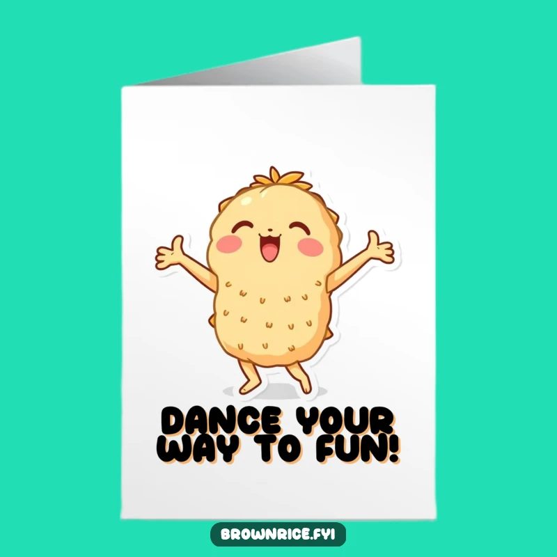Festive Free Printable Birthday Card: Dancing Rice Pal, Joyful Flair, Downloadable & Print at Home