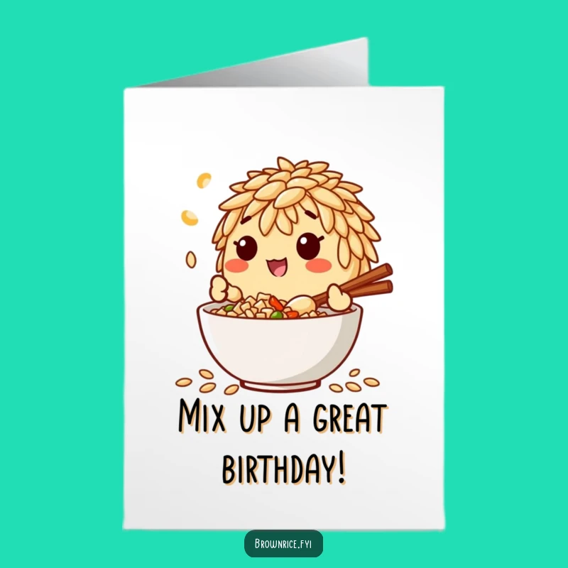 Free Printable Birthday Card: Chef Rice Grain Mixing, Funny Downloadable Gift!