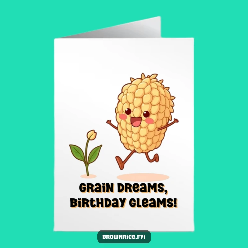 Free Printable Birthday Card: Joyful Rice Grain Skipping, Perfect Funny Downloadable Gift!
