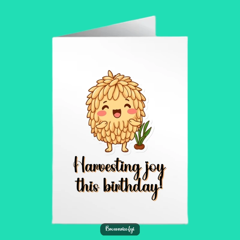 Free Printable Birthday Card: Excited Brown Rice Harvest Downloadable Gift
