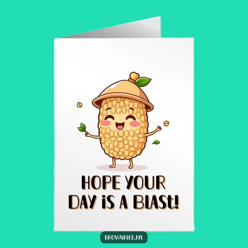 Free Printable Birthday Card: Juggling Brown Rice Wishes a Happy Day!
