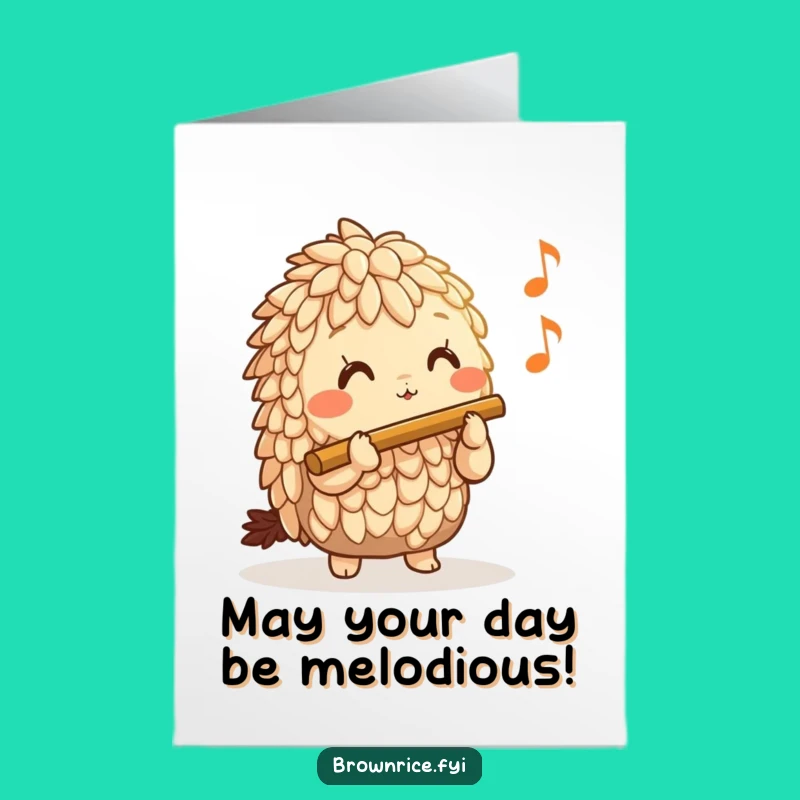 Free Printable Birthday Card: Funny Brown Rice Flutist Tune Downloadable Gift