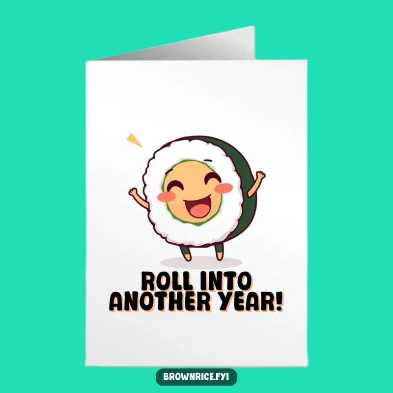 Free Printable Birthday Card: Wiggling Sushi Laughs, Funny Downloadable Gift