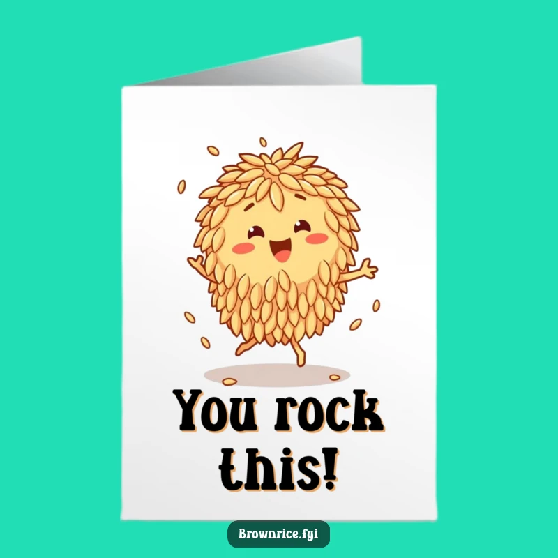 Free Printable Congrats Card: Dancing Brown Rice, Humorous Downloadable for Celebrating Triumphs