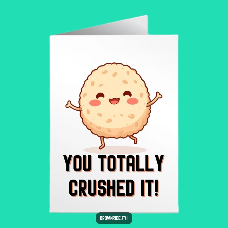 Free Printable Congrats Card: Dancing Rice Ball, Fun Downloadable Celebration Gift