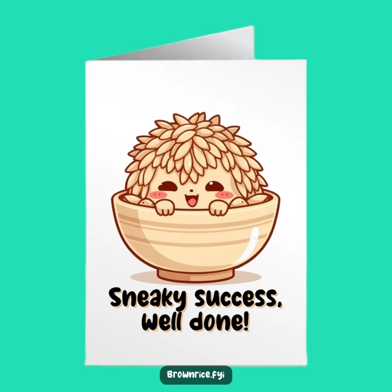 Free Printable Congrats Card: Mischievous Rice Peek - Funny Downloadable Gift