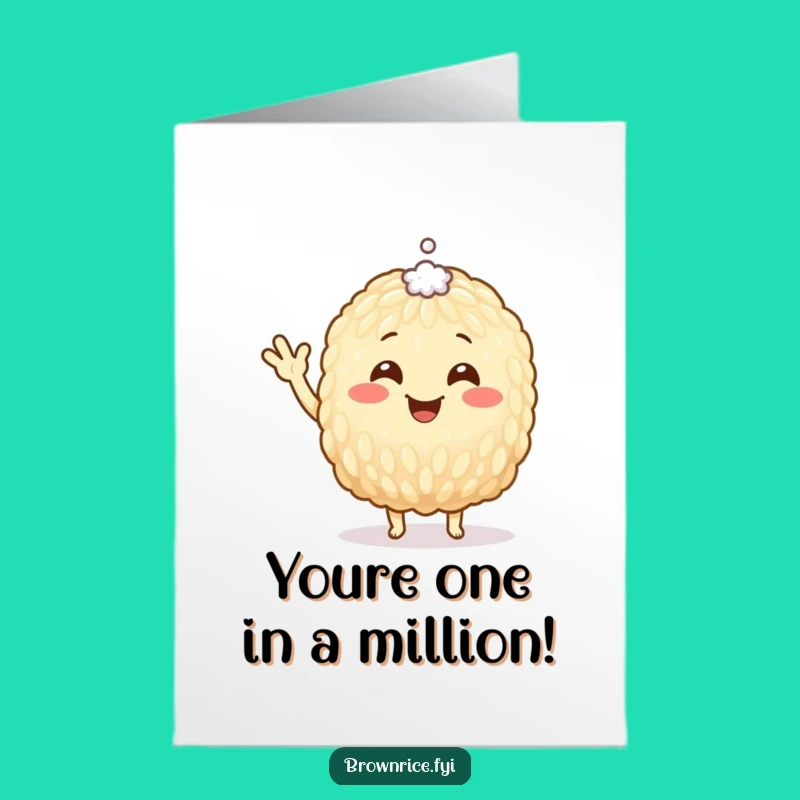 Free Printable Congrats Card: Waving Brown Rice Grain, Humorous Downloadable for Achievements Big and Small