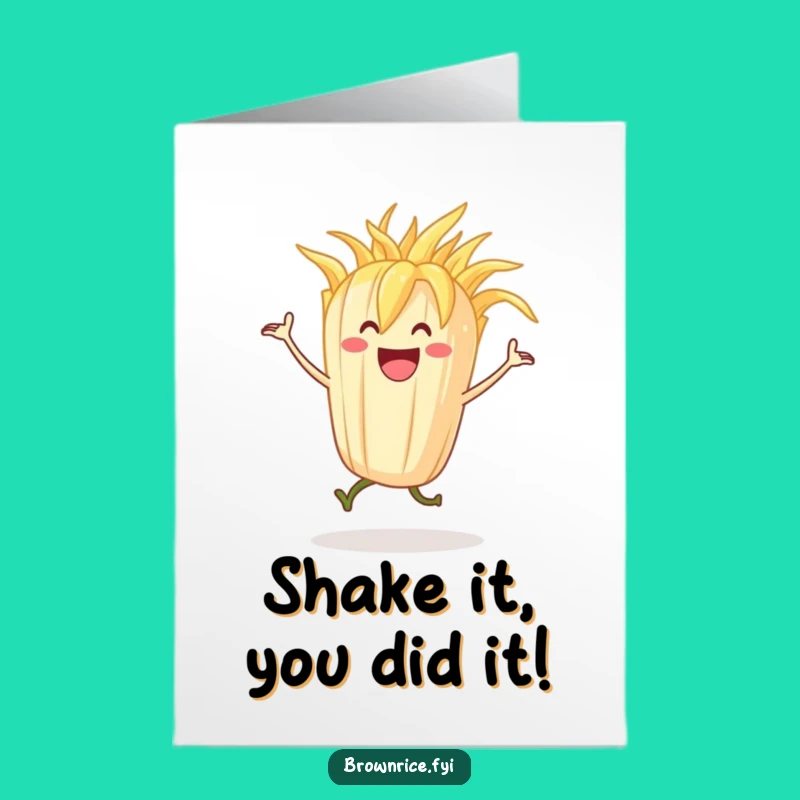 Free Printable Congrats Card: Dancing Rice Character, Unique Downloadable Gift
