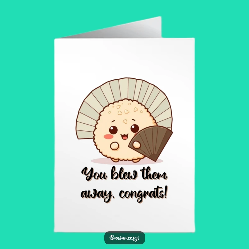 Free Printable Congrats Card: Sneaky Rice Ball Reveal, Humorous Downloadable Gift for Surprise Success