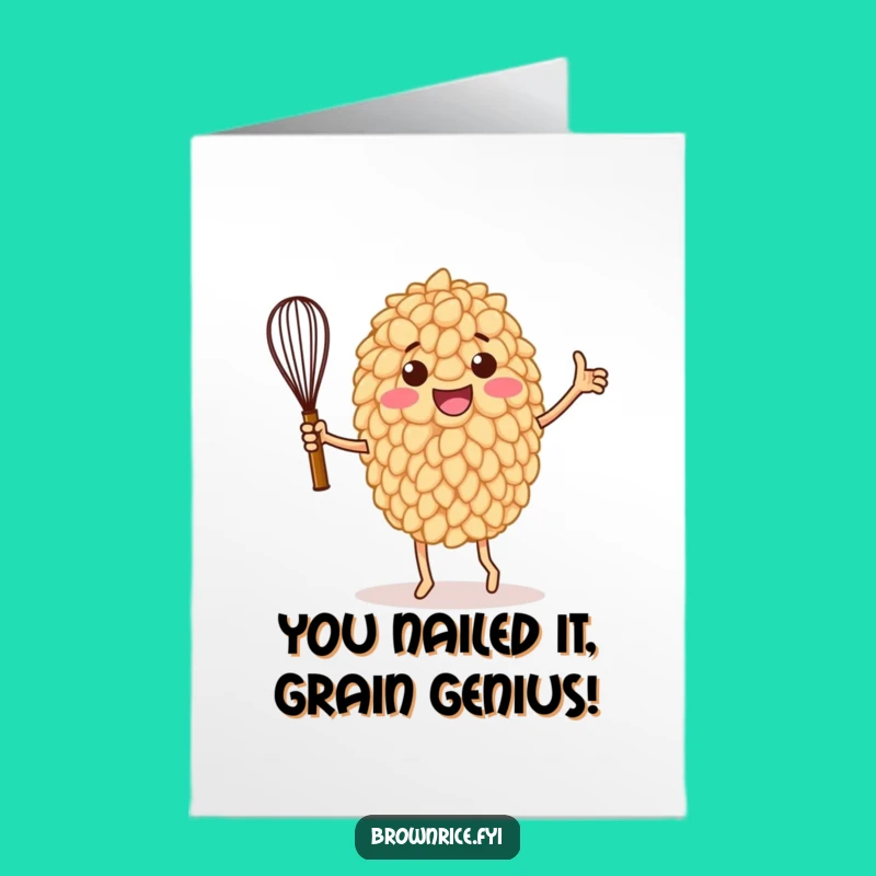 Free Printable Congrats Card: Victory Dance Rice Grain Whisking Success Greeting!