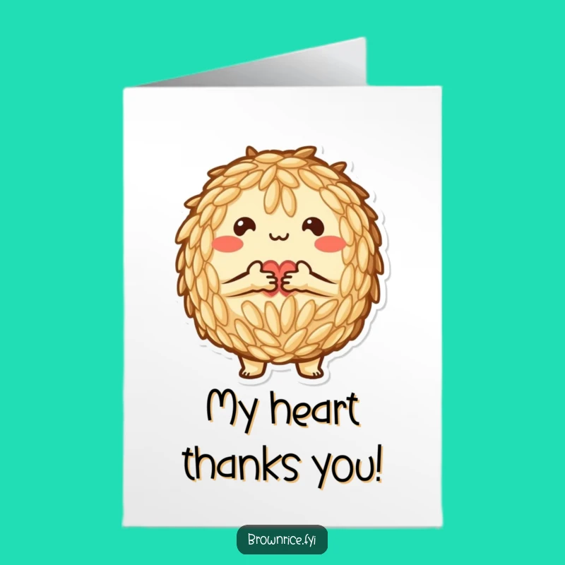 Free Printable Thank You Card: Heart Rice Pal - Caring Downloadable Gift